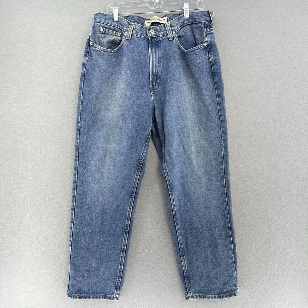 2000 Tommy Hilfiger Med Wash Blue Denim Jeans Mens 38x30 ( 34x29.5) VTG Y2K Prep
